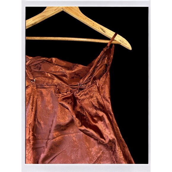 Vintage Satin Slip Prom Dress Womens Medium Cowl Neck Maxi Whimsigoth - Picture 12 of 16